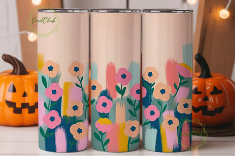 Painterly Floral 20oz Tumbler Wrap Sublimation PixelChick 