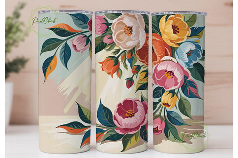 Painterly Floral 20oz Tumbler Wrap Sublimation PixelChick 