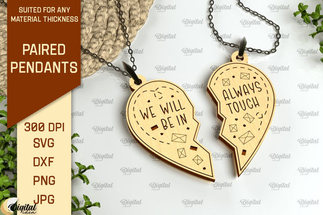 Paired Pendant Laser Cut. Couples Pendant SVG SVG Evgenyia Guschina 