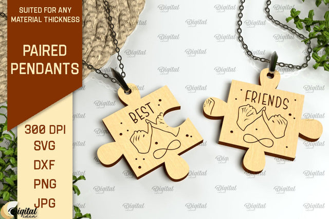 Paired Pendant Laser Cut. Couples Pendant SVG SVG Evgenyia Guschina 