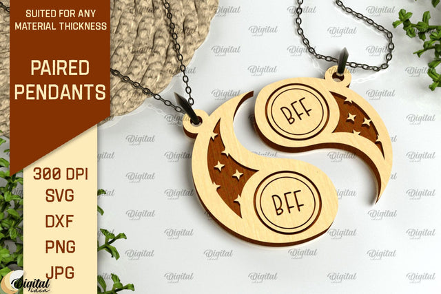 Paired Pendant Laser Cut. Couples Pendant SVG SVG Evgenyia Guschina 