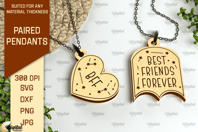 Paired Pendant Laser Cut. Couples Pendant SVG SVG Evgenyia Guschina 