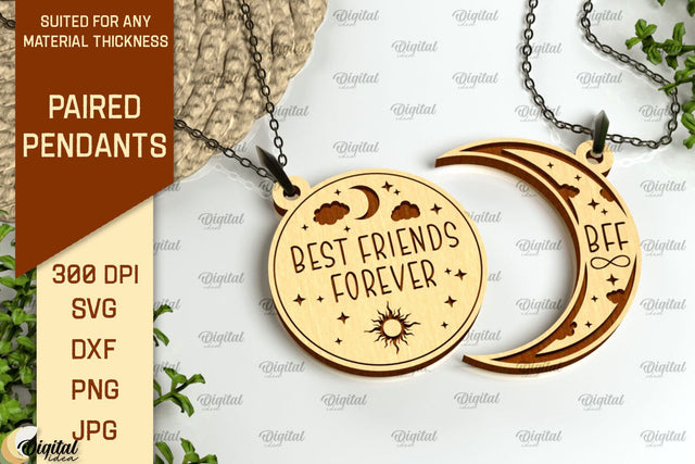 Paired Pendant Laser Cut. Couples Pendant SVG SVG Evgenyia Guschina 