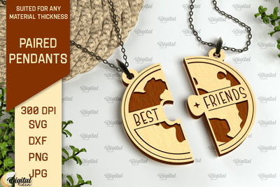 Paired Pendant Laser Cut. Couples Pendant SVG SVG Evgenyia Guschina 