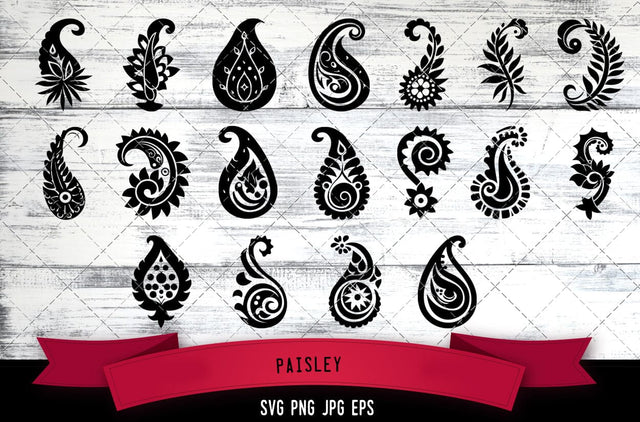 Paisley Vector Bundle - JPG, SVG, PNG, EPS - Digital Download with Commercial License for Cricut, Silhouette, Scan N Cut Crafting SVG Loveleen Kaur 