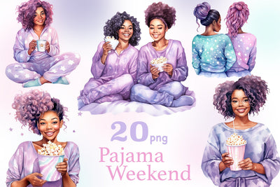 Pajama Party Black Girls Clipart | Friendship Clipart SVG GlamArtZhanna 