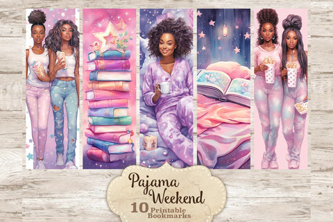 Pajama Weekend Black Bookmarks | Cute Printable Bookmark SVG GlamArtZhanna 