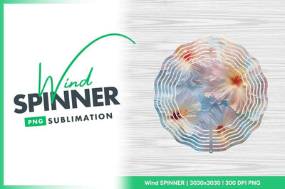 Pale Hibiscus Flowers Wind Spinner Round Png Sublimation Regulrcrative 