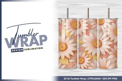 Pale Pink Daisy Pattern Seamless Background Tumbler Png Sublimation Regulrcrative 