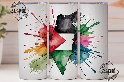 Palestine Watercolor Tumbler Wrap Sublimation sassyprint 