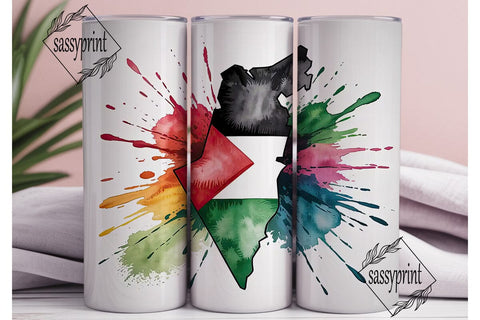 Palestine Watercolor Tumbler Wrap Sublimation sassyprint 