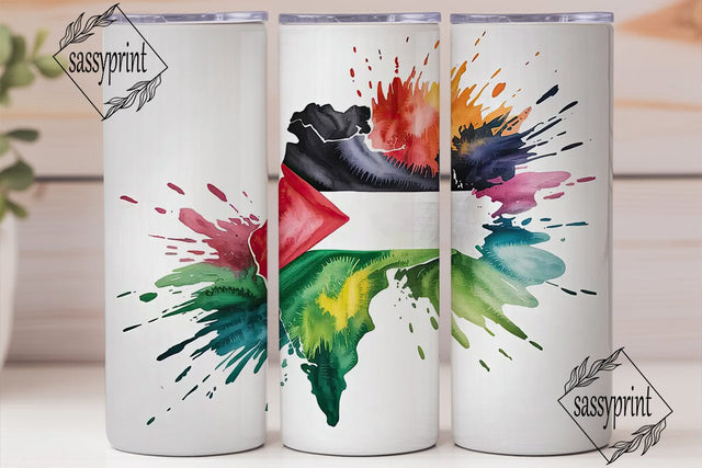 Palestine Watercolor Tumbler Wrap Sublimation sassyprint 