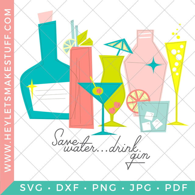 Palm Springs Retro Drinks SVG Hey Let's Make Stuff 