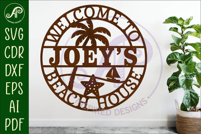 Palm Tree Beach House Name Sign SVG Personalized Coastal SVG APInspireddesigns 