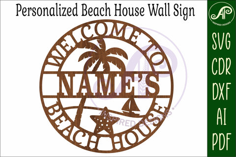 Palm Tree Beach House Name Sign SVG Personalized Coastal SVG APInspireddesigns 