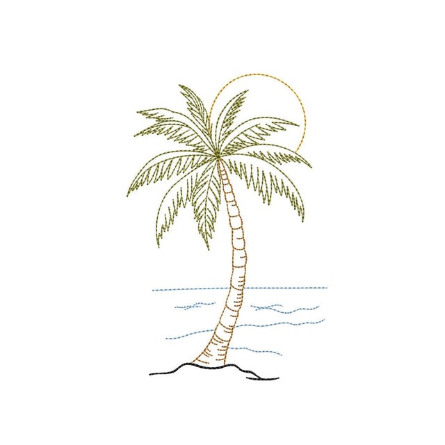 Palm Tree Beach Scene Machine Embroidery Design for 4x4 5x7 6x10 Digital File Embroidery/Applique DESIGNS Nino Nadaraia 