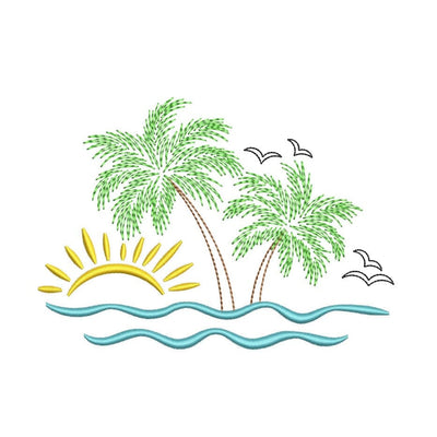 Palm Tree Embroidery Design, Summer Beach Embroidery File, 4 sizes, Instant Download Embroidery/Applique DESIGNS Nino Nadaraia 