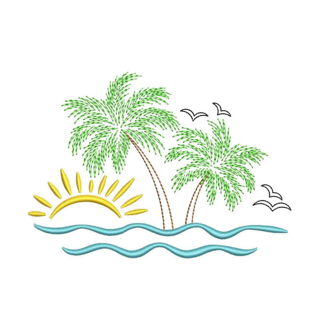 Palm Tree Embroidery Design, Summer Beach Embroidery File, 4 sizes, Instant Download Embroidery/Applique DESIGNS Nino Nadaraia 