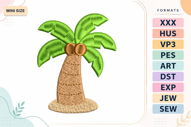 Palm Tree Mini Embroidery Design | Tropical Summer Beach Embroidery/Applique DESIGNS sg embroidery 