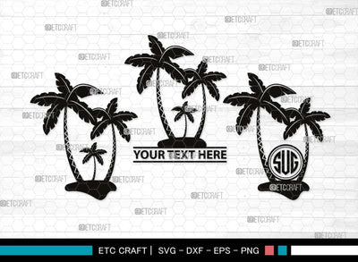 Palm Tree Monogram, Palm Tree Silhouette, Palm Tree SVG, Palm Svg, Summer Svg, Beach Tree Svg, Vacation Svg, SB00524 SVG ETC Craft 