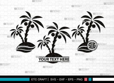 Palm Tree Monogram, Palm Tree Silhouette, Palm Tree SVG, Palm Svg, Summer Svg, Beach Tree Svg, Vacation Svg, SB00524 SVG ETC Craft 