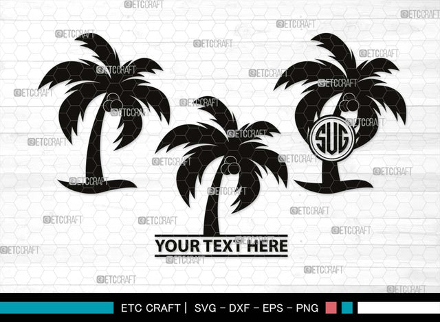 Palm Tree Monogram, Palm Tree Silhouette, Palm Tree SVG, Palm Svg, Summer Svg, Beach Tree Svg, Vacation Svg, SB00524 SVG ETC Craft 