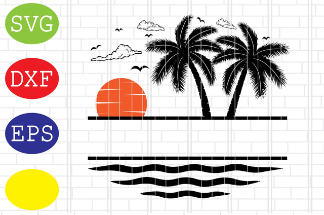 Palm Tree Split Frame Svg, Jpg, Eps, Dxf Files SVG DigitalSvgFiles 