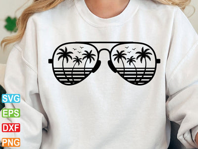 Palm Tree Sunglasses Svg, Summer Beach Scene Clipart SVG artprintfile 