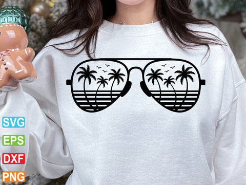 Palm Tree Sunglasses Svg, Summer Beach Scene Clipart SVG artprintfile 