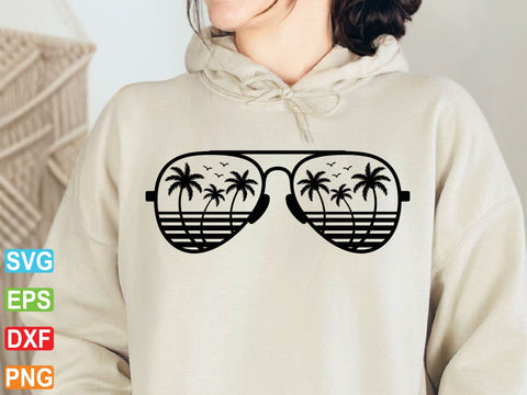 Palm Tree Sunglasses Svg, Summer Beach Scene Clipart SVG artprintfile 