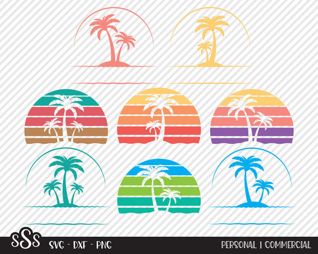Palm Tree Sunset Bundle | Summer SVG SVG Texas Southern Cuts 