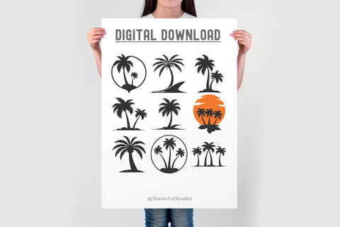 Palm Tree SVG - Beach Palm Trees - 42 Silhouette Cut Files SVG TonisArtStudio 