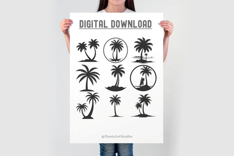 Palm Tree SVG - Beach Palm Trees - 42 Silhouette Cut Files SVG TonisArtStudio 