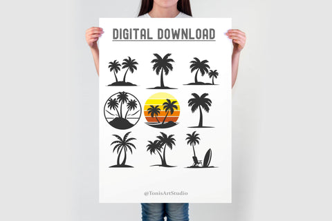 Palm Tree SVG - Beach Palm Trees - 42 Silhouette Cut Files SVG TonisArtStudio 