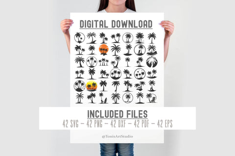 Palm Tree SVG - Beach Palm Trees - 42 Silhouette Cut Files SVG TonisArtStudio 