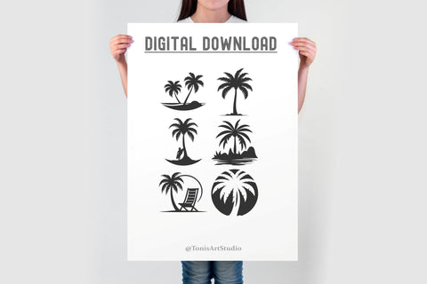 Palm Tree SVG - Beach Palm Trees - 42 Silhouette Cut Files SVG TonisArtStudio 