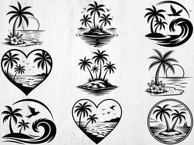 Palm Tree SVG Bundle, Palm Cut File, Beach Life Svg SVG Creativeart88 