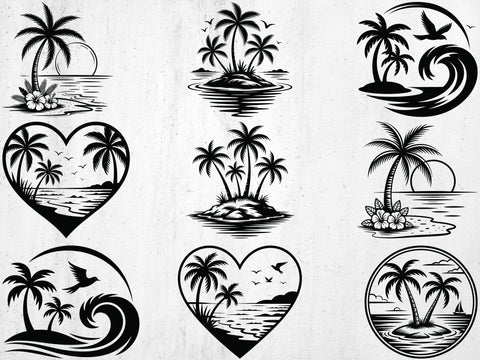 Palm Tree SVG Bundle, Palm Cut File, Beach Life Svg SVG Creativeart88 