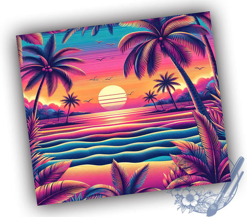 Palm Tree Tumbler, Tropical Pattern Wrap, 20oz Sublimation Design, Summer Vibes, Beach Tumbler, Vacation Drinkware, Island Decor Sublimation ToriDesigns 