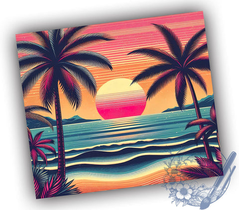 Palm Tree Tumbler, Tropical Pattern Wrap, 20oz Sublimation Design, Summer Vibes, Beach Tumbler, Vacation Drinkware, Island Decor Sublimation ToriDesigns 