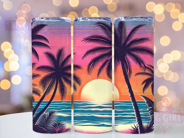 Palm Tree Tumbler Wrap, Tropical Pattern PNG, 20oz Sublimation Design, Summer Tumbler PNG, Beach Vibes Tumbler, Coastal Decor, Vacation Drinkware, Palm Leaves Design Sublimation SvggirlplusArt 