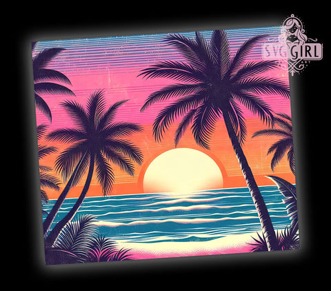 Palm Tree Tumbler Wrap, Tropical Pattern PNG, 20oz Sublimation Design, Summer Tumbler PNG, Beach Vibes Tumbler, Coastal Decor, Vacation Drinkware, Palm Leaves Design Sublimation SvggirlplusArt 