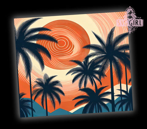 Palm Tree Tumbler Wrap, Tropical Pattern PNG, 20oz Sublimation Design, Summer Tumbler PNG, Beach Vibes Tumbler, Coastal Decor, Vacation Drinkware, Palm Leaves Design Sublimation SvggirlplusArt 