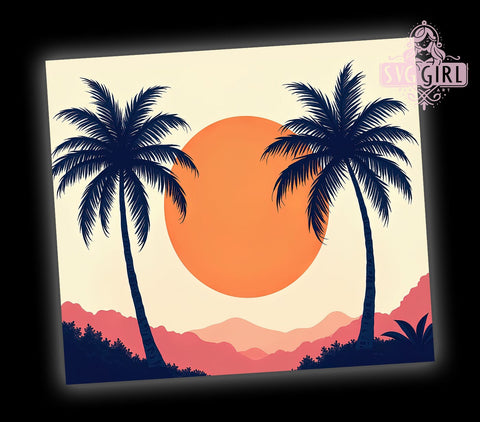 Palm Tree Tumbler Wrap, Tropical Pattern PNG, 20oz Sublimation Design, Summer Tumbler PNG, Beach Vibes Tumbler, Coastal Decor, Vacation Drinkware, Palm Leaves Design Sublimation SvggirlplusArt 