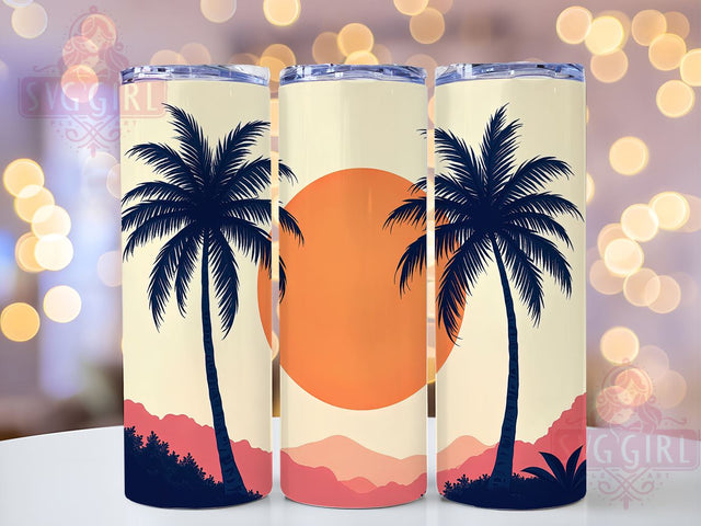 Palm Tree Tumbler Wrap, Tropical Pattern PNG, 20oz Sublimation Design, Summer Tumbler PNG, Beach Vibes Tumbler, Coastal Decor, Vacation Drinkware, Palm Leaves Design Sublimation SvggirlplusArt 