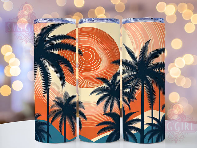 Palm Tree Tumbler Wrap, Tropical Pattern PNG, 20oz Sublimation Design, Summer Tumbler PNG, Beach Vibes Tumbler, Coastal Decor, Vacation Drinkware, Palm Leaves Design Sublimation SvggirlplusArt 