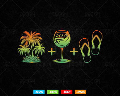 Palm Tree Wine Glass Flip Flop Summer Wine Lovers Svg Png Files, Girls summer stickers cricut, Summer t-shirt design svg files for cricut SVG DesignDestine 