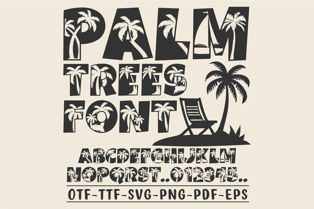Palm Trees Font - Tropical Beach Summer Font SVG TonisArtStudio 