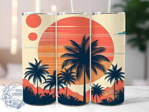 Palm Trees Tumbler, Tropical Pattern Wrap, 20oz Tumbler Design, Sublimation PNG, Summer Vibes, Beach Decor, Travel Mug Wrap Sublimation ToriDesigns 