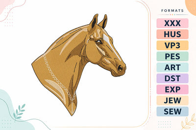 Palomino Horse Head Embroidery Design - Realistic Equestrian Horse Portrait Embroidery/Applique DESIGNS sg embroidery 